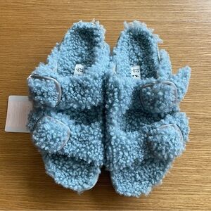 Birkenstock Papillio Big Buckle Arizona Platform Shearling Sandals Blue Size 37